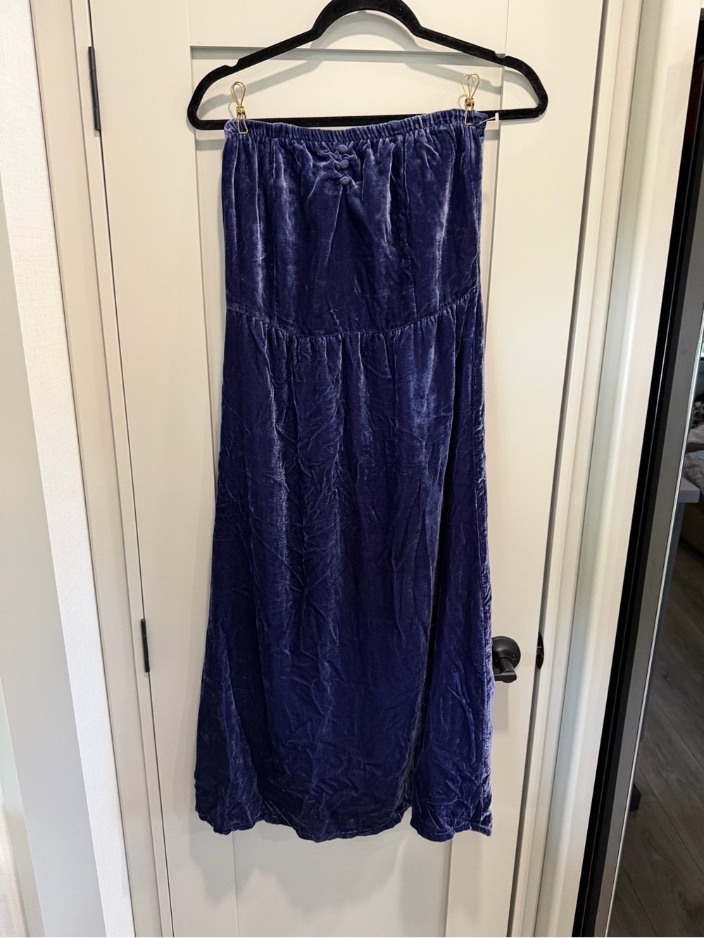 Tulle Velvet Maxi Skirt in Deep Indigo